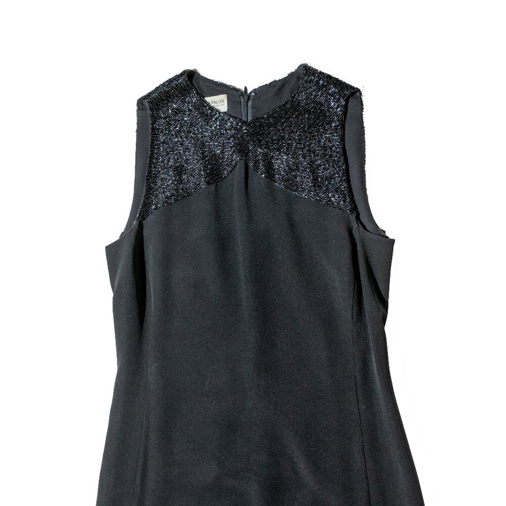 Armani Collezioni Black Beaded Cocktail Dress – Italian Eveningwear, Size M